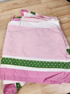 Pottery Barn Kids Pinl Green Ribbon Crib Bedskirt Colorful Polka Dot
